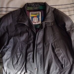Members only dark gray leather jacket